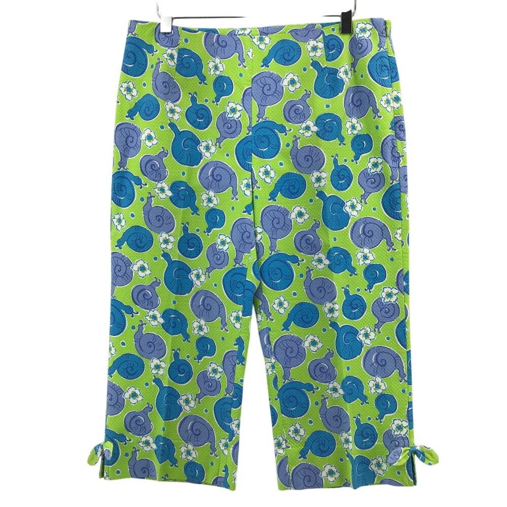 Lilly Pulitzer Capri‎ Pants Womens Sz 8 Vintage Escargot Snail Print Vacation